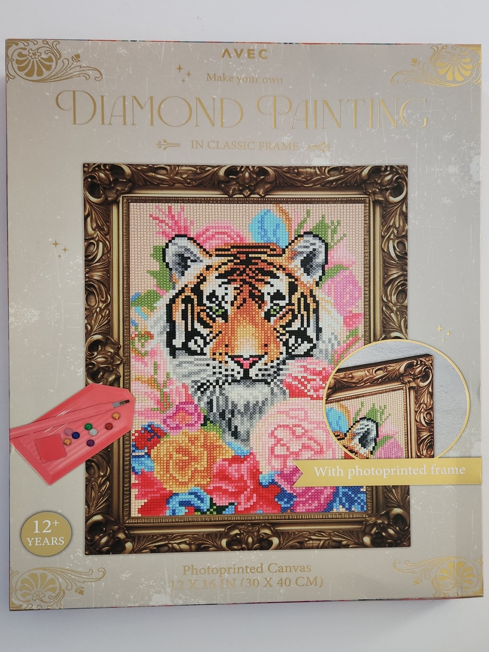 AVEC Diamond Painting Tiger Wall Art Photoprinted Frame